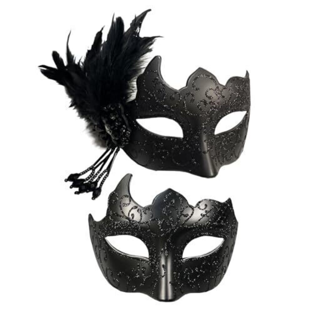 1167 masquerade mask couples set mardi gras venetian Feathers masquerade